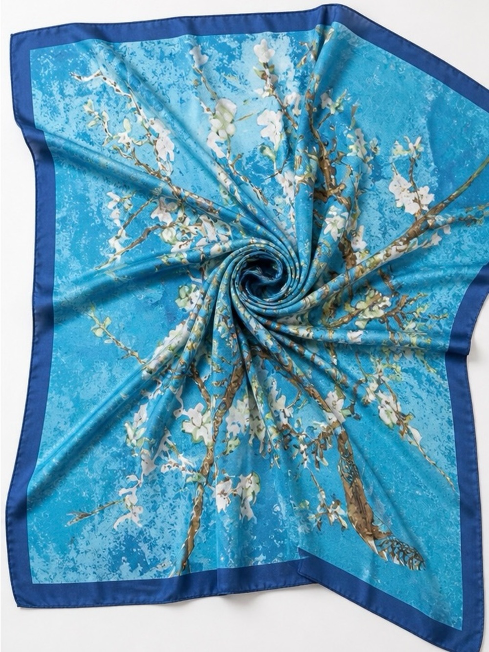 Van Gogh Almond Blossom Oversized 70x35” Scarf Shawl Blue Floral Art Wrap